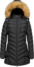 Creatmo Us Women's Winter Hooded Coat Waterproof Warm Long Puffer Jacket Parka