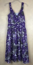 CHADWICKS DRESS Sheer Purple Brown Beige Sleeveless Lined Dress Size 8
