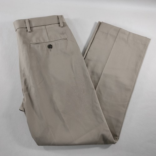 Dockers D1 schmale Passform vorne flach beige khaki Herrenhose Größe tatsächlich 32 x 28