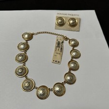 NWT Statement Set - Two Tone Necklace / Pierced Earrings