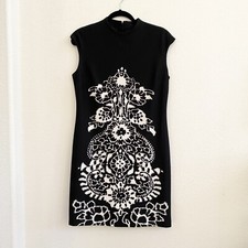 Nine West Shift Dress 10 Lined Black White Career Shift Evening Party