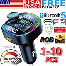 Bluetooth 5.0 Wireless FM Transmitter Car Adapter USB PD Charger AUX Hands LOT