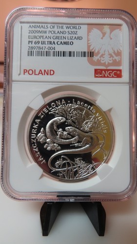 2009 Poland European Green Lizard Reptile Silver Coin NGC Graded PF PR 69 20 zlo - Picture 3 of 7