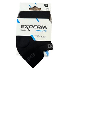 NWT Thorlos Experia Sock Size M Black ProLite Light Cushion Low Cut No Show USA