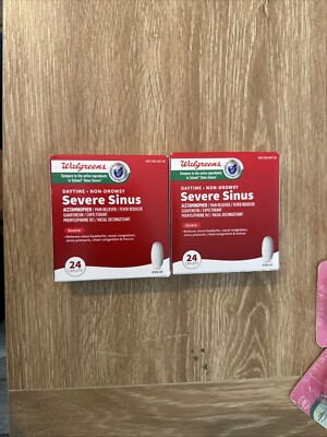 2 Packs Walgreens Daytime Severe Sinus Caplets Cool Blast, 24.0 ea Exp 6/25