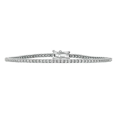 1.15 Carat Natural Diamond Tennis Bracelet G SI 14K White Gold 8 inch GIA