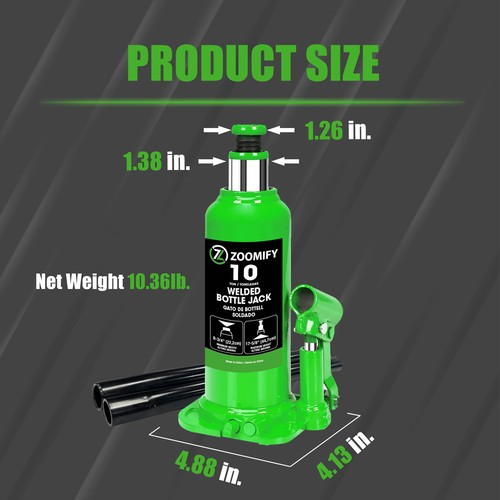 ZOOMIFY AS91004X Bottle Jack 10 Ton Hydraulic Car Jack, Green eBay