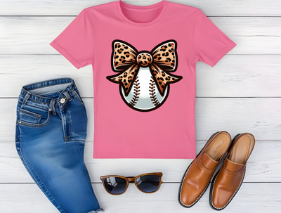 Baseball With Leopard Print Coquette DTF Ready To Press Transfer High Quality