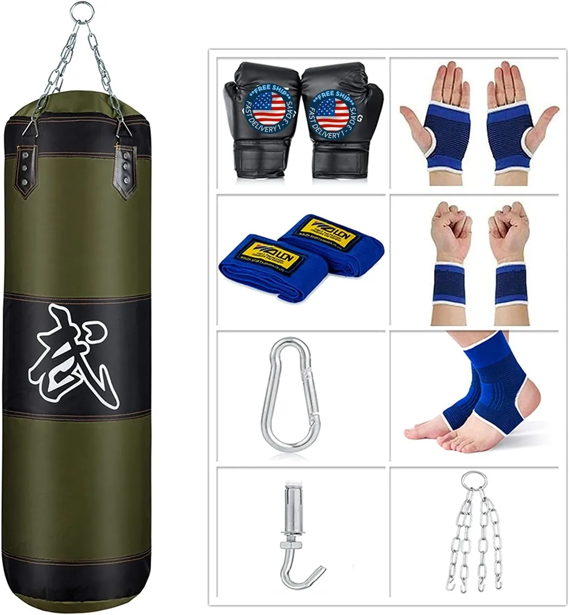 Saco Bolsa De Boxeo Kit Para Adultos y Niños Guantes Punching Bag (Sin  Relleno)