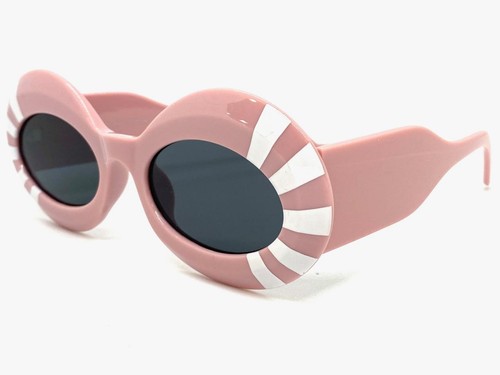 Exaggerated Classic Vintage Retro Style SUNGLASSES Large Thick Oval Pink Frame - Picture 4 of 6