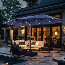 Outdoor Patio Umbrella Solar Lights Double-Sided Umbrellas w/ 36 LED Lights 15ft