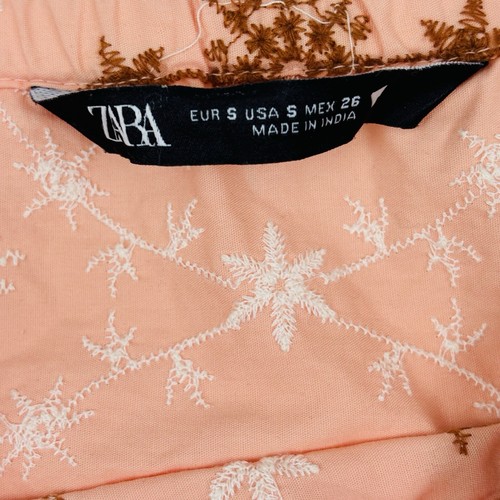 Zara Top Size S Embroidered Boho Summer Cottagecore Cropped Puff Sleeve - Picture 6 of 6