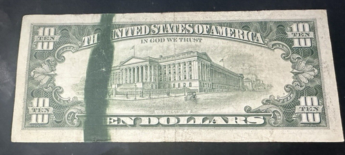 Heavy Over Inked Smeared $10 Dollar Note Error Ink Error 1981 - Picture 7 of 8