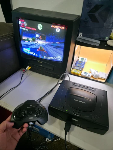 SEGA Saturn MK-80001 Black Console with AV, Power Adapter, and OEM Controller