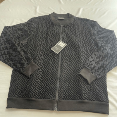 NWT Casa Moda Black Knit Bomber Jacket Size Large New