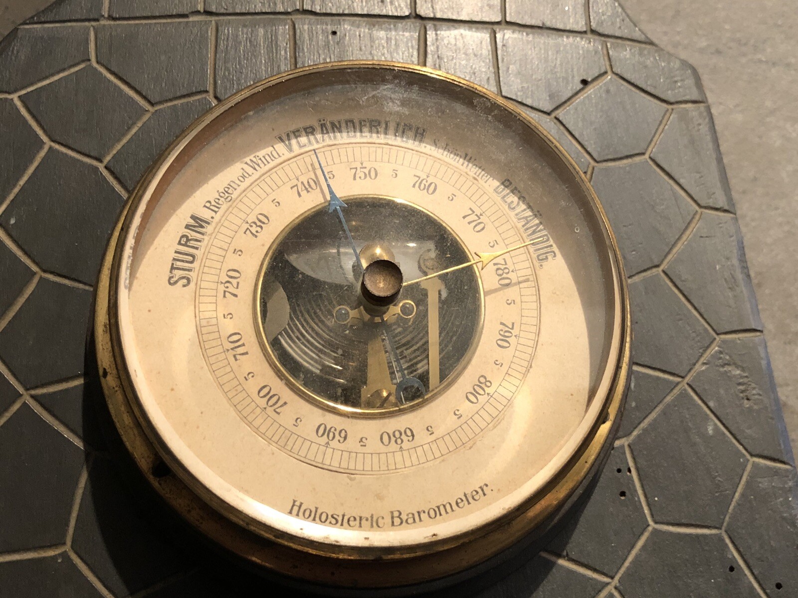 Antike Wetterstation Barometer Thermometer Hygrometer um 1880 ges
