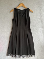 Talbots Dress 2 Black Pleated White Eyelet Hem Academia Plazacore Preppy
