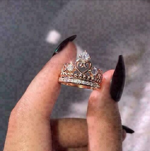 2Ct Lab Created Diamond 14K Rose Gold Plated Queens Crown Tiara Ring Bridal Set - Bild 1 von 6