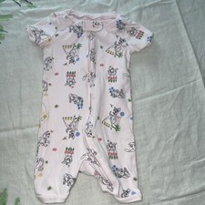 Janie and Jack Disney Romper One Piece Bambi Pink EUC Dumbo Lion King Dalmations