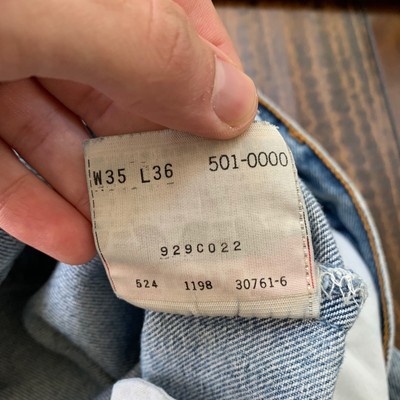 Vintage Levis 501 XX Button Fly 90s No Big E 35x36 80s USA Tag Act 33x32