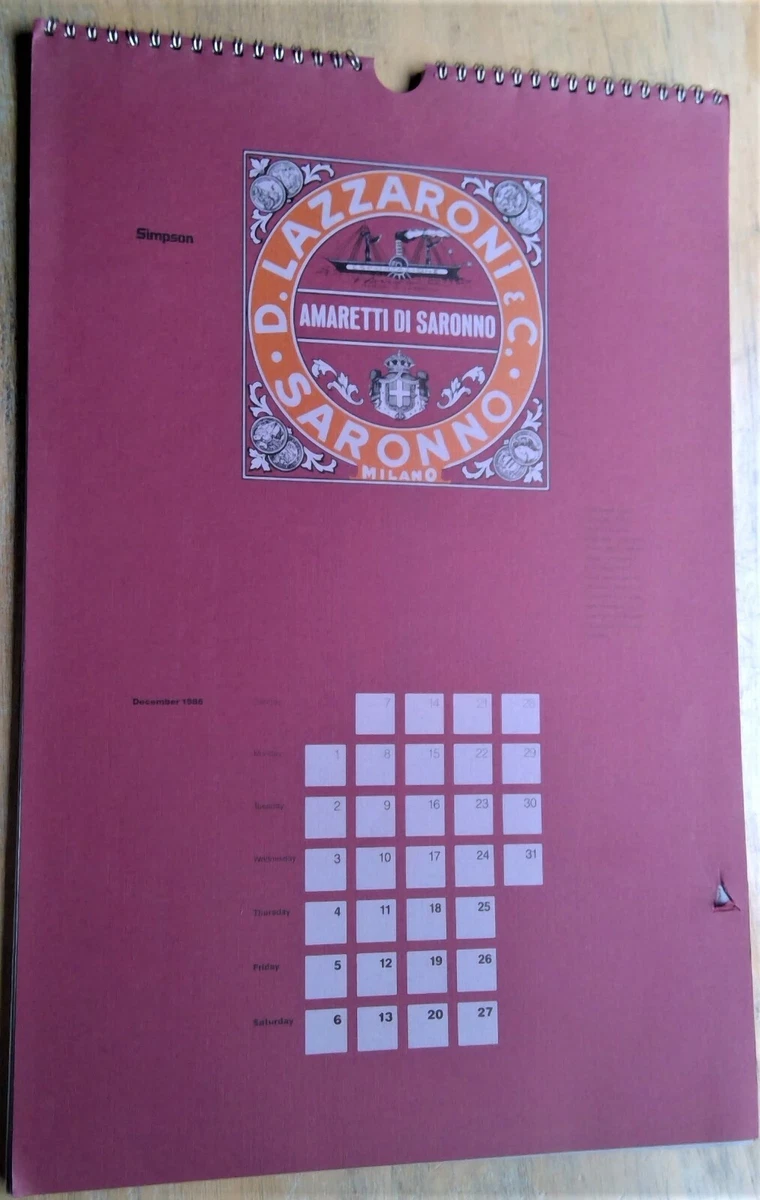 Simpson Paper Co. calendar 1986 oversized 12