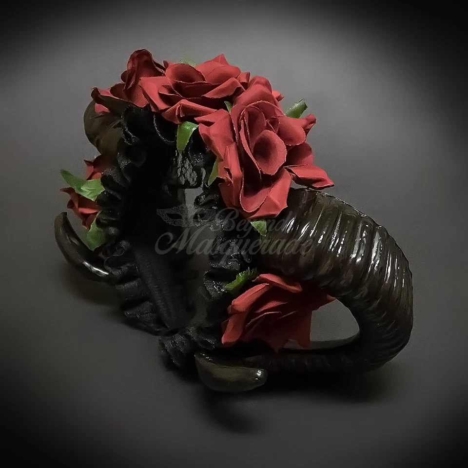 Ram Headband Masquerade Mask, Hair Decor Handband Black Red 0003 - Image 4 of 4