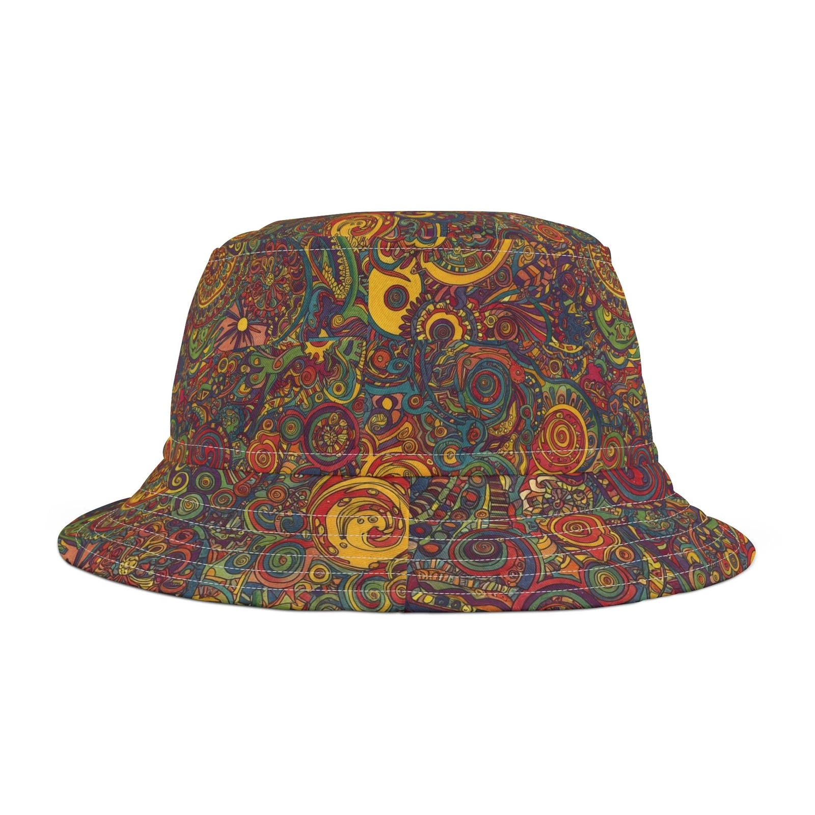 Psychedelic Bucket Hat, Trippy Festival Headwear, Colorful Retro Cap, Hippy Sun