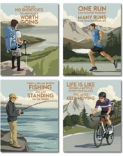 Unframed Inspirational Wall Art Vintage Retro Set 4 vintage retro motivational