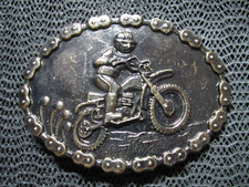 DIRT BIKE DIRT BIKER MOTORCROSS BELT BUCKLE VINTAGE RARE HONG KONG 1980s 