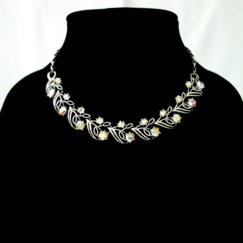 Juego de collar y pendientes de clip de diamantes de imitación Coro Aurora Borealis AB firmado de colección - Imagen 2 de 11