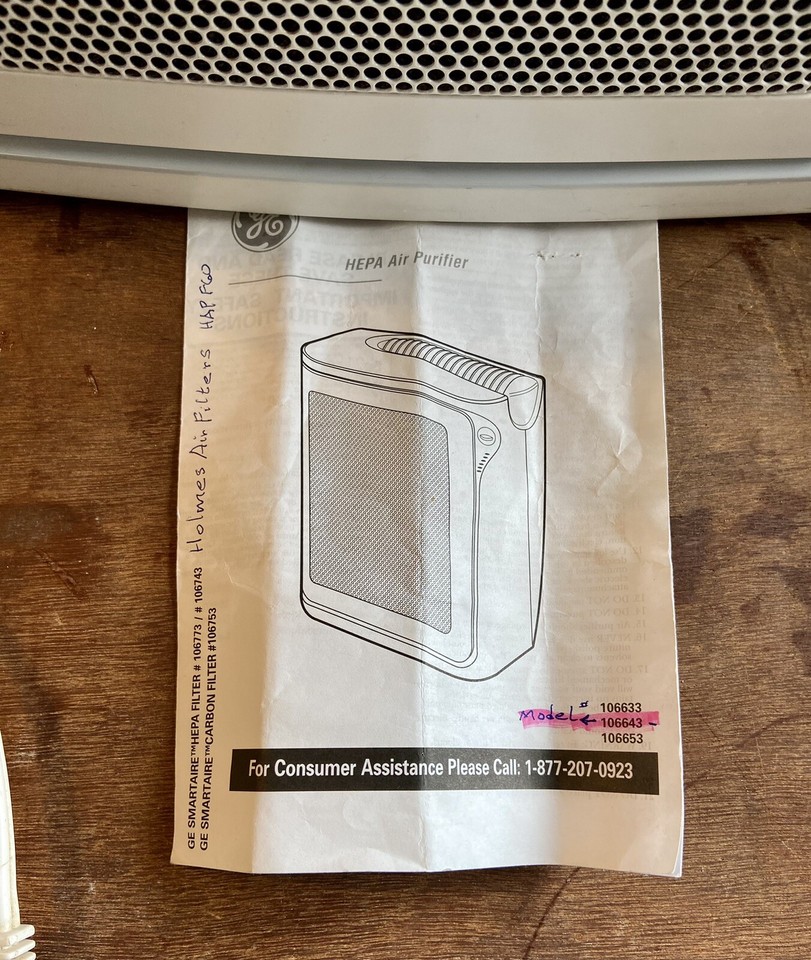 GE HEPA Air Purifier Model 106643 Uses Holmes Air Filters HAPF60 eBay