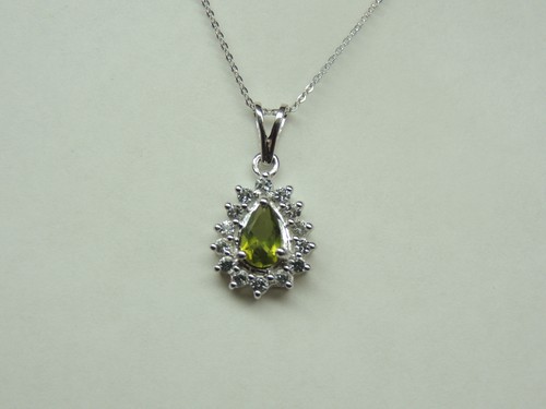 Edler 1,35 Carat maigrüner Peridot Weißtopas Anhänger 925 Silber Collier Kette - Bild 5 von 8
