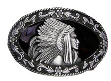 Silver and Pewter Indian Cherokee Apache Belt Buckle