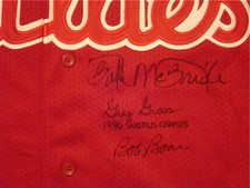 1980 PHILLIES AUTOGRAPHED JERSEY (BOB BOONE, BAKE MCBRIDE, ETC.)