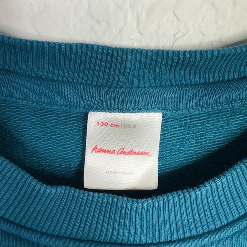 Hanna Andersson Sweatshirt Girls 8 Teal Butterfly Embroidered Whimsical Fairy - Picture 4 of 5