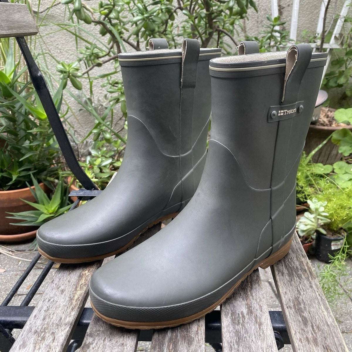 Tretorn Dark Gray Rubber Rain Boots Tretorn Lina Womens Chelsea Rain Boots Black Rubber Fur  main image 2