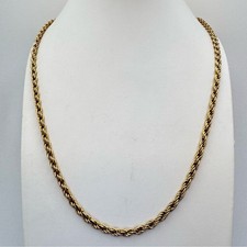 Vintage Gold Tone Rope Chain Necklace Classic Twisted Link Statement Chain