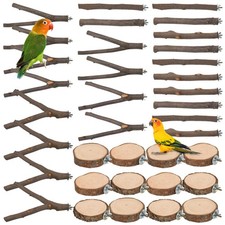 9 PCS Natural Wood Bird Perch, Wooden Parrot Perch Stand Cage Nature