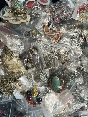 50 Piece Jewelry Lot   Mostly Pre-Owned Mixed Jewelry Bundle Individually Bagged