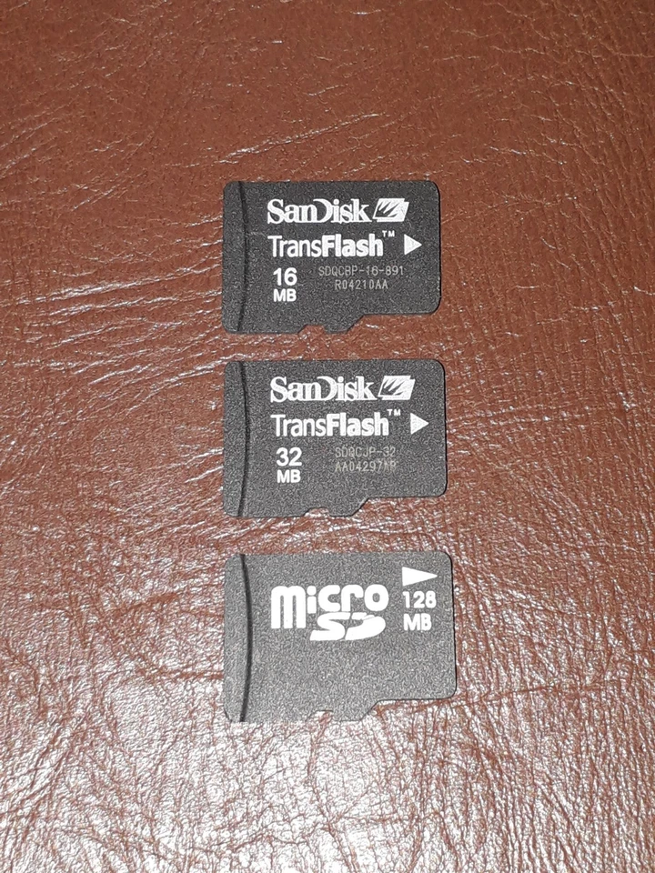 x3 SanDisk 16MB 32MB 128MB Micro SD Card - For Older Camera Phone Memory JobLot - Image 2 of 3