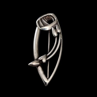 Vintage Art Nouveau Sterling Silver Brooch Pin Pendant Marked ''OMG ST. SIL''