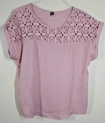 Emory Rose Blouse Size Large Light Purple Womens Top Short Sleeve