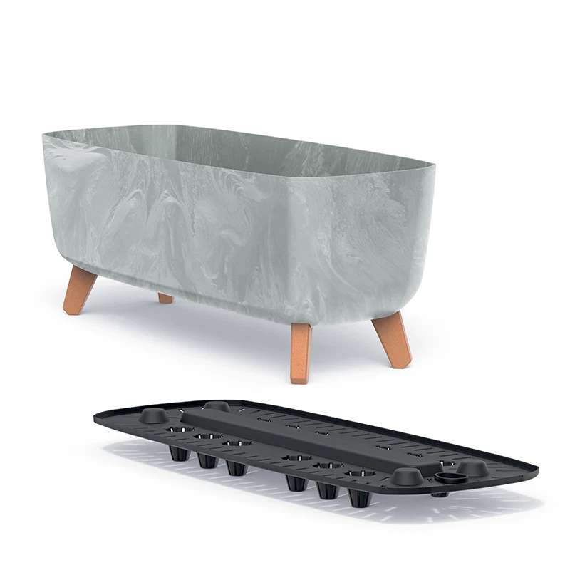 Blumentopf mit Füßen Schale Übertopf Kräutertopf inkl. Einsatz:XXL; Beton GRAU - Bild 3 von 3