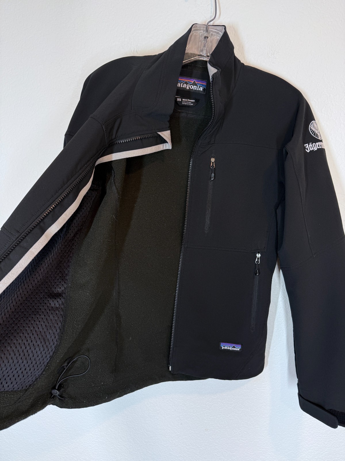 Patagonia Jacket XS Black Soft Shell Fleece Lined Jagermeister Logo Full Zip image 5