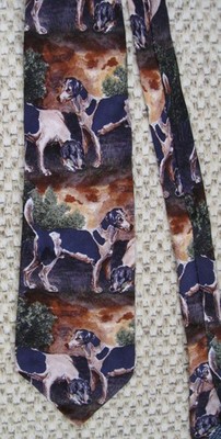 VINTAGE THE ART OF TIES TIE RACK BEAGLE HUNTING DOG TIE 100% SILK MADE IN ITALY