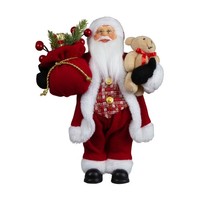 Weihnachtsmann Stehend 30Cm Santa Claus Dekofigur Rot Mit Mantel Und TeddybäR