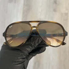 Ray-Ban RB4125 CATS 5000 Tortoise Unisex Aviator Sunglasses Made in Italy 710/51