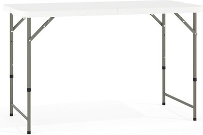 4' Rectangular Plastic Folding Event Table W/ Adjustable Legs & Carrying Handle