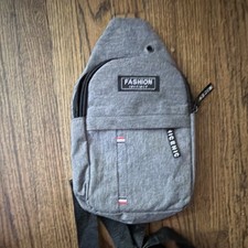 Fashion Gray/Black Crossbody Sling Bag Zip Ad...