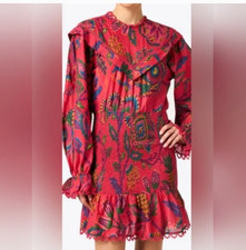 Farm Rio NWT Smocked Mini Cotton Colorful Bright Dress size M